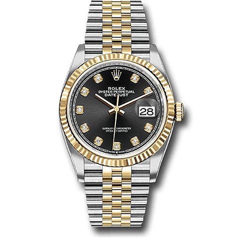 rolex datejust 36 black dial|Rolex 36mm Datejust with diamonds.